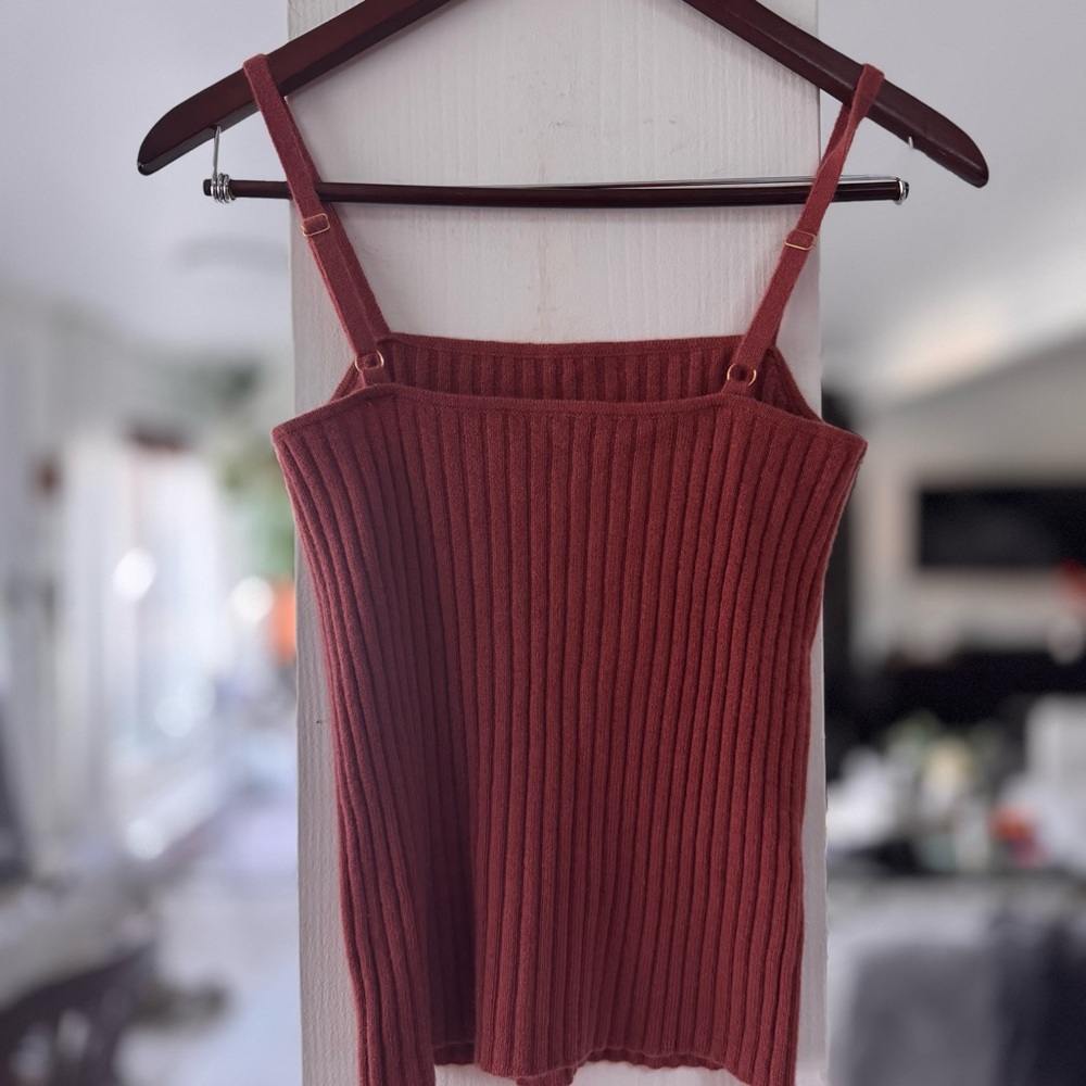 The Cashmere Project Rust Ribbed Knit Tank Top - Picture 6 of 9